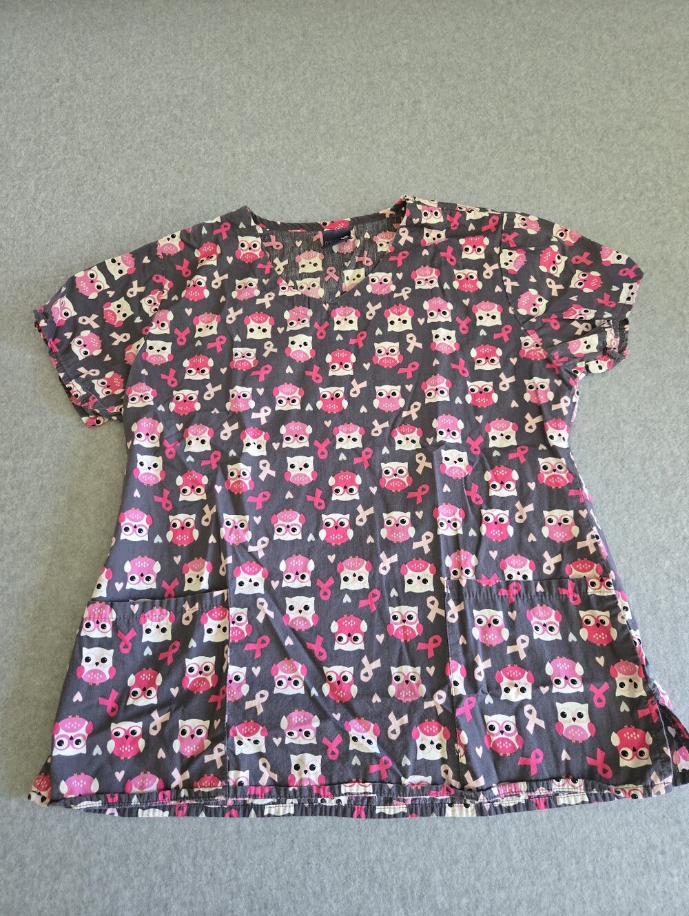 Pink Ribbon Scrub Top Cancer Awareness Zoe Chloe Medium Scrub Top